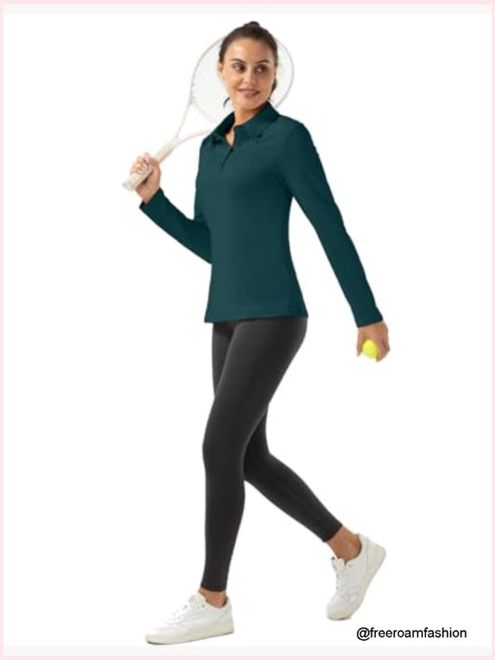 Buttoned Collar Long Sleeve Sports Polo Shirt - Picture 2 of 7